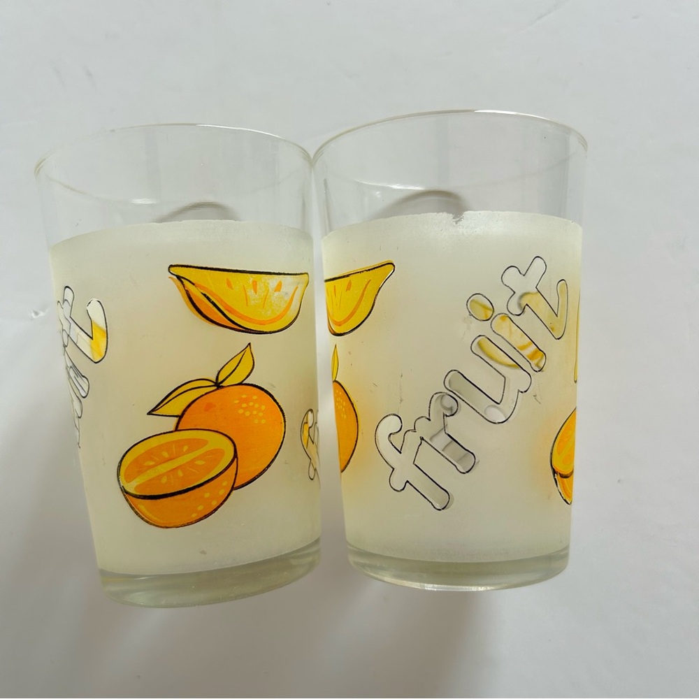 Vintage Orange Fruit Glasses Set of two
